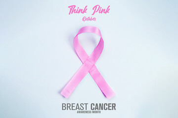 Think pink Breast Cancer Awareness Poster Design. Pink Ribbon. October is Cancer Awareness Month