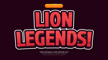 Fototapeta na wymiar lion legends cartoon 3d text style effect