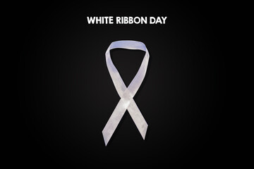 White Ribbon Day Symbol, isolated on Black background