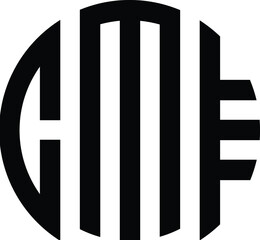Title: Title; CME Letter logo design with a circular shape vector in illustration.