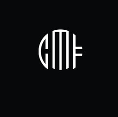 Title; CMF Letter logo design with a circular shape vector in illustration.
