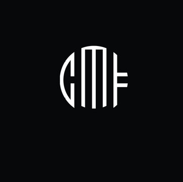 Title; CMF Letter logo design with a circular shape vector in illustration.

