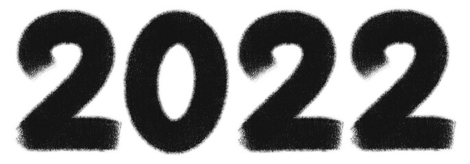 Black Charcoal Numbers 2022 isolated on White Background. Procreate Digital Art