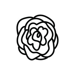 Vector illustration of a rose for Valentine's Day with a black line on an isolated background. Single, simple, festive picture in doodle style. Design for cards, stickers, posters, web, packaging.