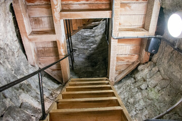 Old Wooden Staircase inside Ancient Round Tower, Kilkenny