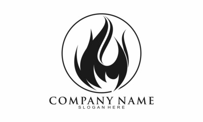 Black fire symbol logo design