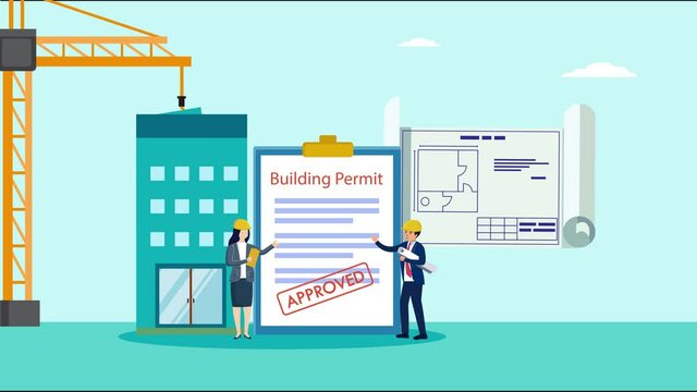 Two architects look at approved building permit