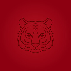 Happy Chinese new year 2022 poster. Happy Chinese new year greeting card 2022 with cute tiger. Tiger face icon.