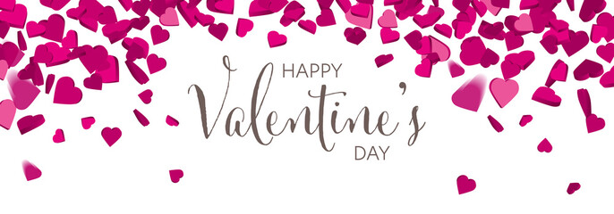 Happy Valentines day - Pink hearts background - Design banner