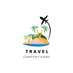 beach travel logo illustration tour design vector