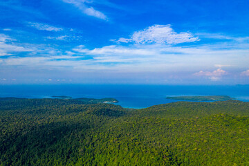Blue sky and turqouise sea ocean at Koh Kood East of Thailand Island.