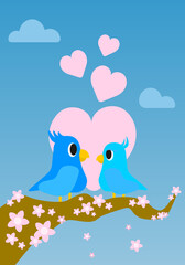 birds on a branch Valintin day