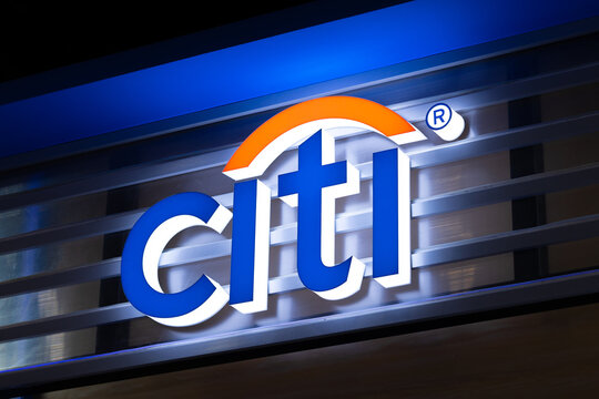 Citi bank and financial brand logo banking credit card and investment service in Citigroup Newyork company.22 December 2021.,Bangkok,THAILAND.