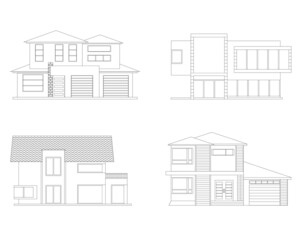 sketch modern house set for drawing book