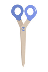 Hairdressing or household scissors, vector illustration of folded scissors, doodle style, icon isolated on white.