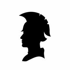 Ancient roman warrior silhouette. Soldier isolated on white background. Vector stock