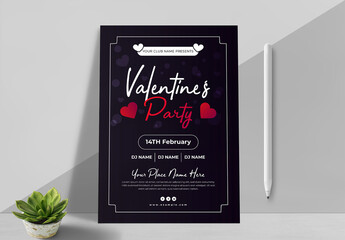 Valentine Party Flyer Layout Design