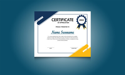 Certificate of achievement template with border and simple badge