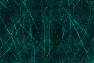 Cyan color abandoned old concrete plaster wall surface with random scratch lines for background