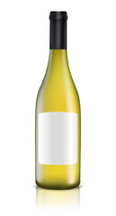 Vector drawing. Mockup of glass bottle for white wine.
