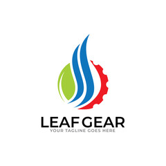 Obraz premium Modern nature technology logo, leaf and gear machine vector, Agriculture logo template icon, Green Eco Tech Logo Template Design Vector, Nature Industry.