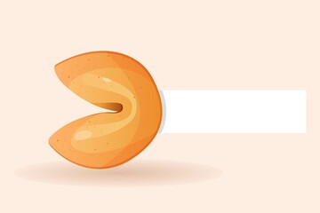 Chinese fortune cookies flat food vector cartoon set on white background. Fortune cookies with blank paper template. open and closed Chinese fortune cookies Vector illustration