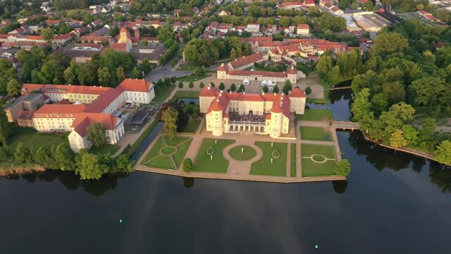Lake Grienerick and Rheinsberg Palace, castle in Brandenburg, Germany