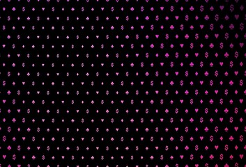 Dark pink vector pattern with symbol of cards.