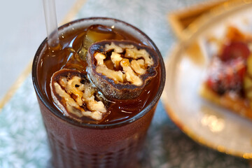 Korean traditional drink made from dried persimmons to drink in summer