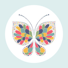 Graphic butterfly in bright colors. Fashion print for your design.