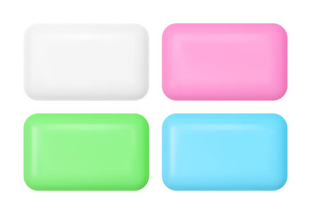 Soap bars mockup set. Realistic vector colored soap.