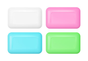 Soap bars mockup set. Realistic vector colored soap.