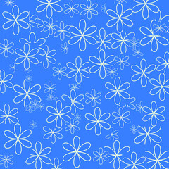Fototapeta na wymiar vector seamless floral background, blue seamless pattern with flowers.