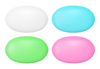 Soap bars mockup set. Realistic vector colored soap.