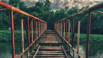 Fototapety  wooden bridge in the forest