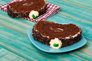 Tasty Sweet Chocolate Roll, Traditional Colombian Dessert