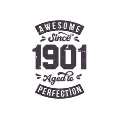 Born in 1901 Awesome Retro Vintage Birthday, Awesome since 1901 Aged to Perfection