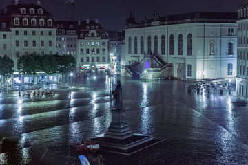 cityview Dresden altstadt on a rainy night