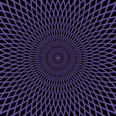 Circular Diamond Lattice  A circular lattice pattern in purple on a black background. - 480222597