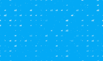 Naklejka na ściany i meble Seamless background pattern of evenly spaced white chart line symbols of different sizes and opacity. Vector illustration on light blue background with stars