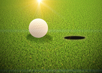 3D Golf ball on grass