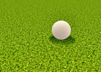 3D Golf ball on grass