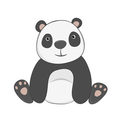 Funny smiling panda cartoon style hand drawn