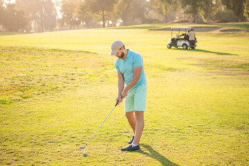 professional sport outdoor. male golf player on professional golf course.