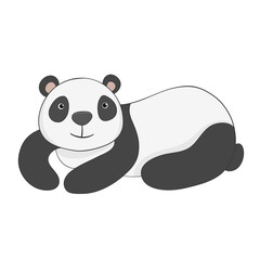 Funny smiling panda cartoon style hand drawn