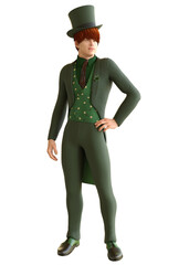 3D Man in green retro suit