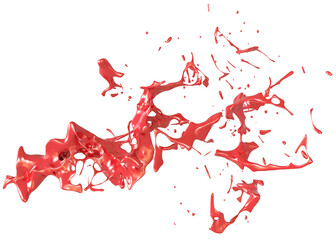 3D Red paint splash