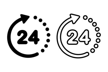 24 hour time clock. Vector illustration 