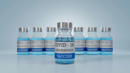 covid-19 coronavirus vaccine bottle vaccination.  Healthcare And Medical concept. 3d rendering