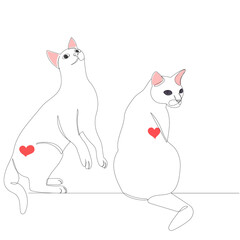 cats sitting sketch one line drawing,vector